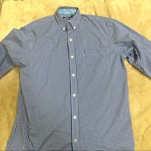 Small Izod S gingham long sleeve dress shirt